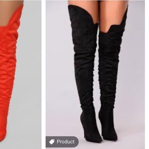 High Heels, black suede thigh high boots